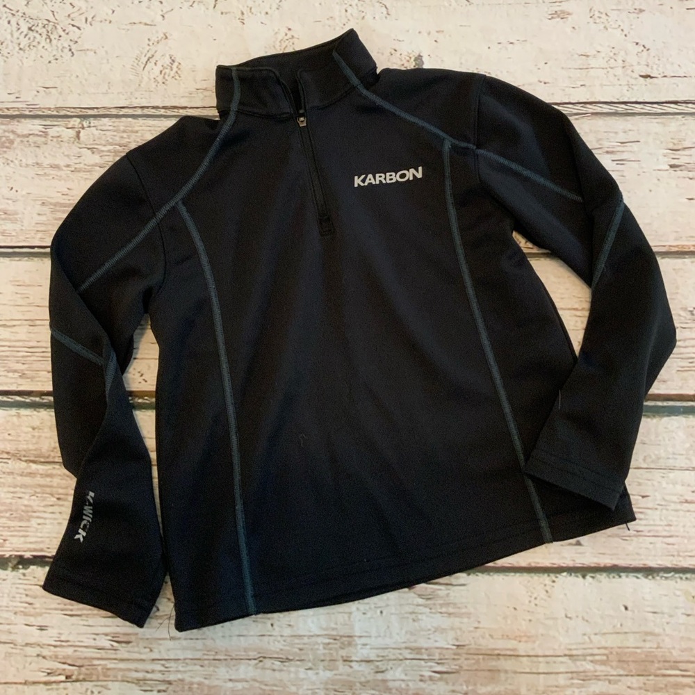 Karbon K-Wick 1/4 Zip Pullover Black Athletic Top Thermal Base Layer Boys XSmall